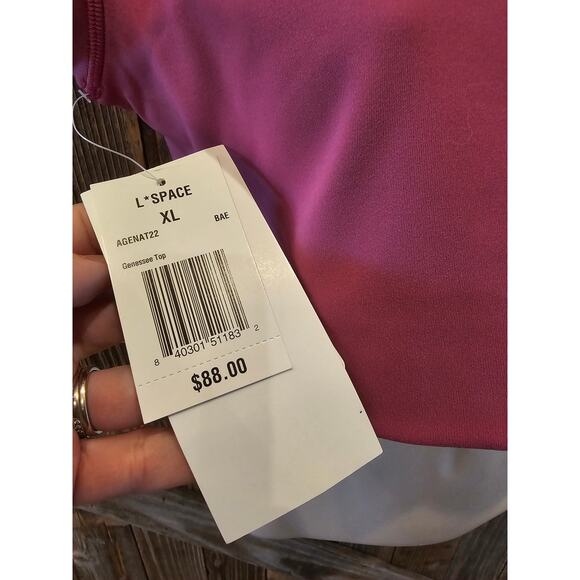 NWT NEW fuchsia pink one shoulder active gym top women's XL crop y2k L space - Picture 7 of 10